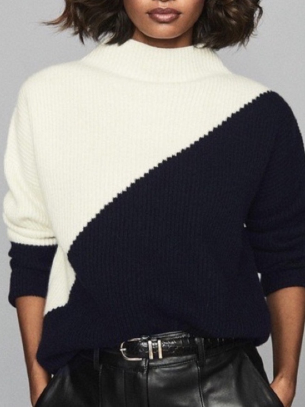 Reiss Lizzie Color-blocked Cashmere Blend Sweater sz S